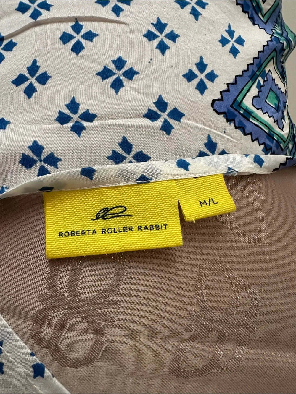 Roberta Roller Rabbit Blue & White Printed Kaftan with Teal Accent